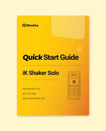 Cover of the iKhokha Shaker Solo card machine quick start guide