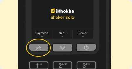 Shaker Solo card machine with the payment button circled