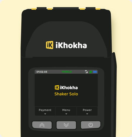 iKhokha Shaker Solo card machine landing screen