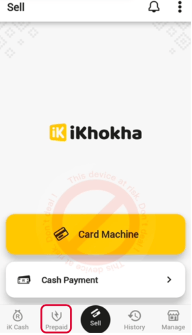 iK Prepaid button highlighted on the iK Flyer