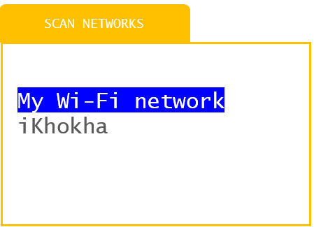 iKhokha Shaker Solo card machine scan networks screen showing a list of available Wi-Fi networks