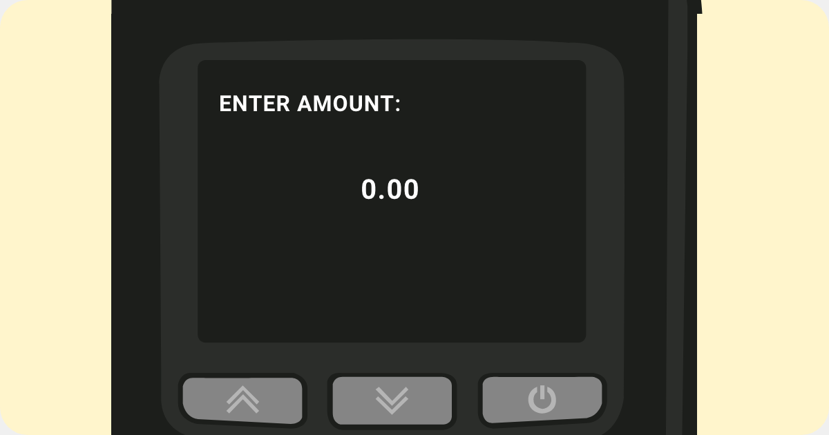 Shaker Solo card machine enter amount screen with a zero amount